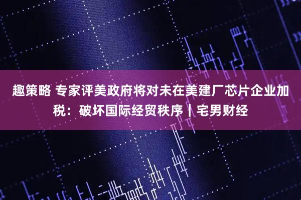 趣策略 专家评美政府将对未在美建厂芯片企业加税：破坏国际经贸秩序｜宅男财经
